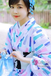 Yukata Tết - Xanh Aoi Obi Neko