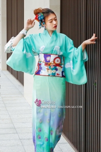 Yukata Xanh Mint Mintogurin Kujaku
