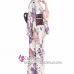 Yukata Hoa Tím Môn Nền Kem