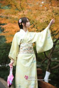 Yukata Vàng Lime Nhẹ Nhàng