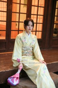 Yukata Vàng Lime Nhẹ Nhàng