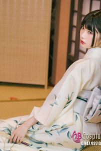 Yukata Tết Nền Kem Phối Họa Tiết Xanh