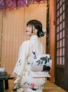 Yukata Tết Nền Kem Phối Họa Tiết Xanh
