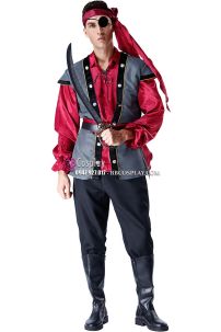Trang Phục Cướp Biển Hải Tặc Nam Áo Đỏ Khoác Xám