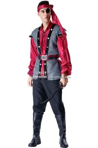 Trang Phục Cướp Biển Hải Tặc Nam Áo Đỏ Khoác Xám