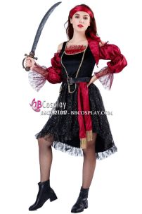 Trang Phục Nữ Cướp Biển Hải Tặc Đỏ Đen