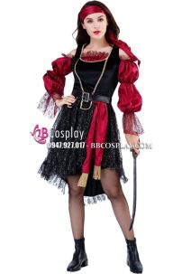 Trang Phục Nữ Cướp Biển Hải Tặc Đỏ Đen