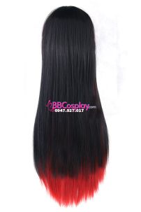Tóc Giả Mix 2 Màu Đen Đỏ Dài 60Cm
