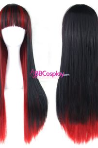 Tóc Giả Mix 2 Màu Đen Đỏ Dài 60Cm