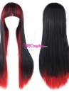 Tóc Giả Mix 2 Màu Đen Đỏ Dài 60Cm