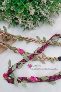 Băng Đô Thun Cài Tóc Có Dây Lá Hoa Hồng Nhí