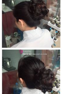 Búi Tóc Giả Xoăn Làm Phồng - Nâu