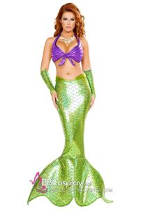 Trang Phục Công Chúa Tiên Cá Ariel Áo Tím Đuôi Xanh Liền Thân