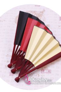 Quạt Xếp Trơn Cán Gỗ Đen Trơn