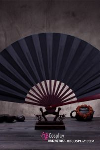 Quạt Xếp Trơn Cán Gỗ Đen Trơn
