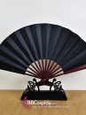 Quạt Xếp Trơn Cán Gỗ Đen Trơn