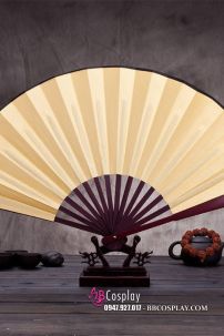 Quạt Xếp Trơn Cổ Trang Màu Vàng Cán Gỗ