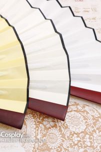 Quạt Xếp Trơn Cổ Trang Màu Vàng Cán Gỗ