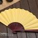Quạt Xếp Trơn Cổ Trang Màu Vàng Cán Gỗ