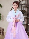 Thuê Đồ Hanbok Giá Rẻ Áo Trắng Váy Tím