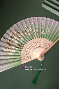 Quạt Xếp Bướm Hoa Nền Xanh