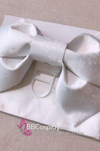 Đai Lưng Kimono Trắng Hoạ Tiết Chìm Hoa Anh Đào