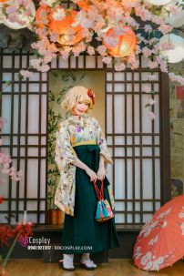 Kimono Hakama Xanh Rêu Nữ Hàng Cao Cấp