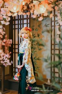 Kimono Hakama Xanh Rêu Nữ Hàng Cao Cấp