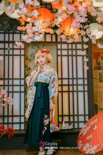 Kimono Hakama Xanh Rêu Nữ Hàng Cao Cấp