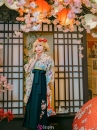Kimono Hakama Xanh Rêu Nữ Hàng Cao Cấp