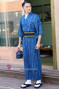 Yukata Nam Nhật Xanh Sọc
