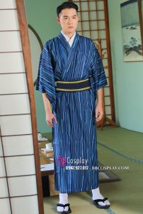Yukata Nam Nhật Xanh Sọc