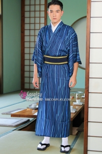 Yukata Nam Nhật Xanh Sọc