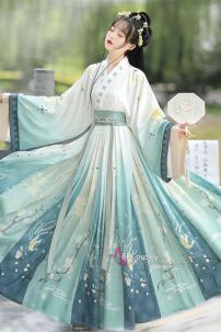Hán Phục Váy Xanh Chuyển Màu Hoa Luyến Giai Kỳ