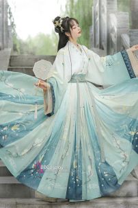 Hán Phục Váy Xanh Chuyển Màu Hoa Luyến Giai Kỳ