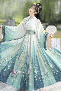 Hán Phục Váy Xanh Chuyển Màu Hoa Luyến Giai Kỳ