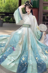 Hán Phục Váy Xanh Chuyển Màu Hoa Luyến Giai Kỳ