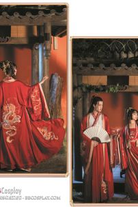 Hán Phục Cặp Đôi Song Long Hồng Môn Thêu Chính Hãng Váy 12M