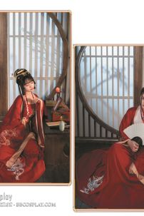 Hán Phục Cặp Đôi Song Long Hồng Môn Thêu Chính Hãng Váy 12M