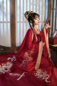 Hán Phục Cặp Đôi Song Long Hồng Môn Thêu Chính Hãng Váy 12M