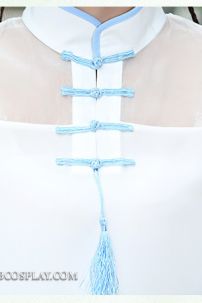 Hán Phục Cách Tân Áo Trắng Váy Xanh Cổ Tàu