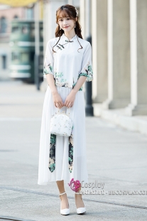 Đồ Nữ Sinh Dân Quốc - Màu Trắng Hoa Xanh