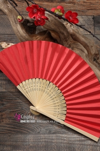 Quạt Giấy Xếp Màu Đỏ Trơn