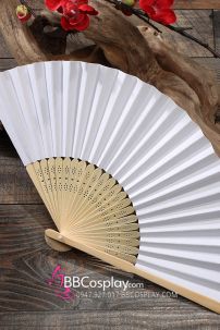 Quạt Giấy Xếp Trắng Trơn