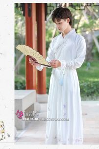 Hán Phục Nam Khoác Xanh Thêu Vĩ Hồ