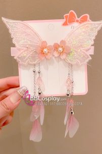 Cặp Kẹp Tóc Bướm Tua Rua Hoa