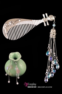 Bộ Trâm Cài Tỳ Bà Và Hoa Tai