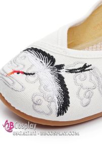 Giày Vải Thêu Hạc Trắng Đế 3.5cm Size 37