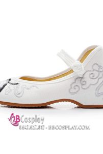 Giày Vải Thêu Hạc Trắng Đế 3.5cm Size 37