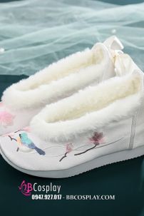 Giày Thêu Kim Oanh Liên Hoa - Đế Xuồng 7cm